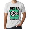 Men’s Vintage Tee Shirt Graphic T Shirt Pizza Monster Vintage White