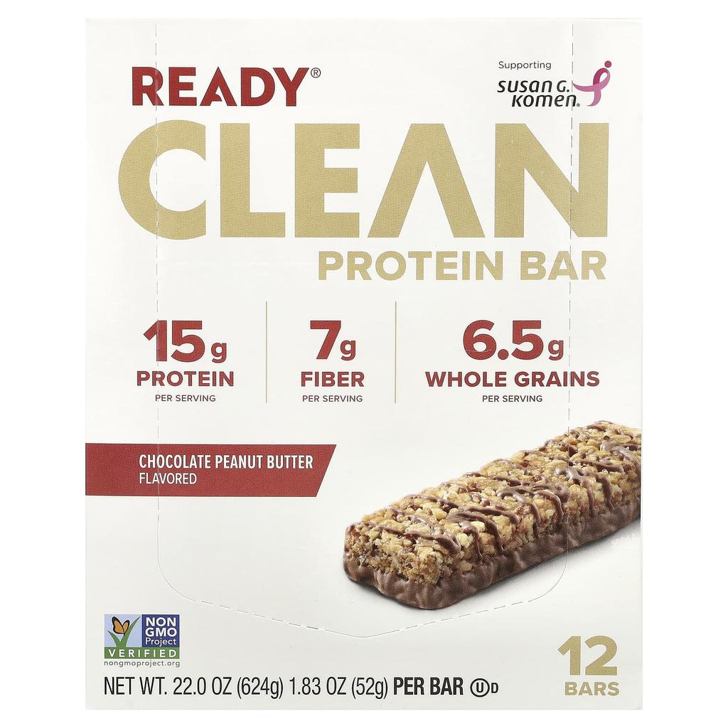 Ready Clean Protein Bar, Chocolate Peanut Butter, 12 Bars, 1.83 Oz (52 G) Each