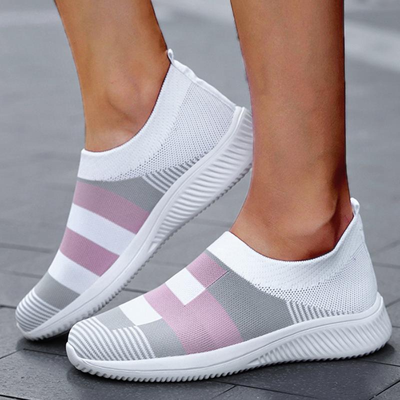 2025 New Fashion Sneakers For Women Casual Shoes Solid Color Trainers Women Sneakers Slip On Sock Ladies Flat Shoes Shoes Women