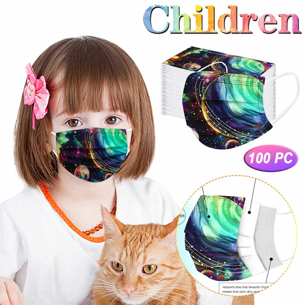 100PCS Children's Three-Layer Protective Dust-Proof Print Disposable Mask