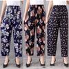 Casual Summer Women's Plus Size Ice Silk Stretch Pants - Loose, High Elastic Waist for Middle-Aged and Elderly