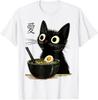 Funny Cat Ramen Graphic Tee Japanese Kawaii Anime Cat Unisex T-Shirt