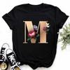 A B C D E English Alphabet 3D Print T Shirt Women New Summer Couples Lovers Harajuku Casual Black Tops Tshirts