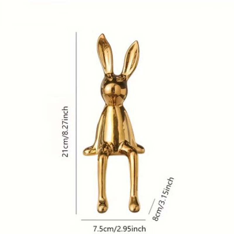 1pc Creative Ceramic Long-Eared Rabbit Ornament Living Room Bedroom Office Decoration Home Art Aesthetics Light Luxury Ornament