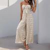 Summer Women's Jumpsuit High Waist Tie Wide Leg Pants Range Patchwork Ethnic Style Casual Pant