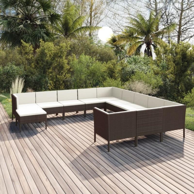 Day and Night - Day and Night Garden Furniture Set 12 Pieces and Brown Synthetic Rattan Cushions