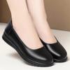 Professional Flight Attendant Shoes Round Head Soft Sole Leather Shoes Work Shoes Black Flat Heel Non-slip Worker Shoes Soft Leather Dress Wome