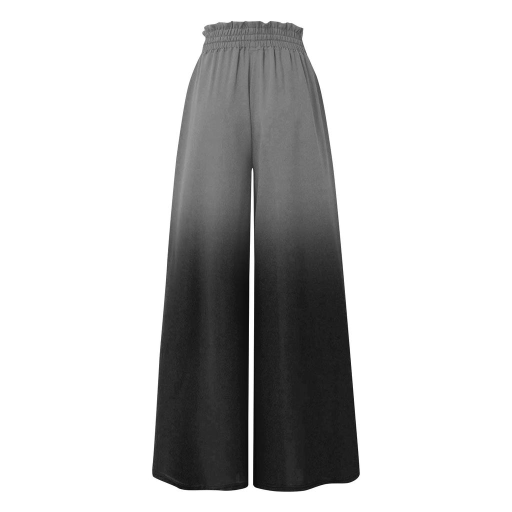 Women's Pants Boho Print Elastic High Waisted Pants Casual Wide Leg Long  Pant Trousers With Pocket