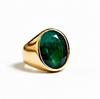 Natural Green Emerald Ring, 925 Solid Sterling Silver, 22k Gold Fill, Mens Signet Ring, Pure Copper Ring