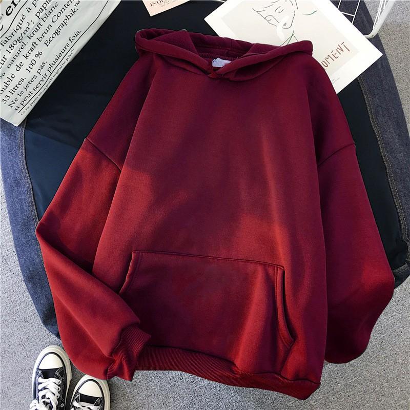 Women's Fashion Casual Solid Color Hooded Sweatshirt Loose Sports Tops Pullover