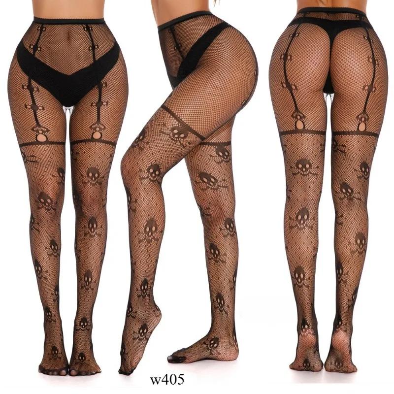 High Elasticity Jacquard Fishing Net  Sexy Silk Stockings Spider Web Silk Stockings White Moon Butterfly Jumpsuit Silk Stockings