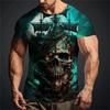 New Skull Men's T-Shirt Summer Fashion Men's Short Sleeved Clothing Men Oversized O-Neck T Shirt 3d Printing Pirate Skull Tops