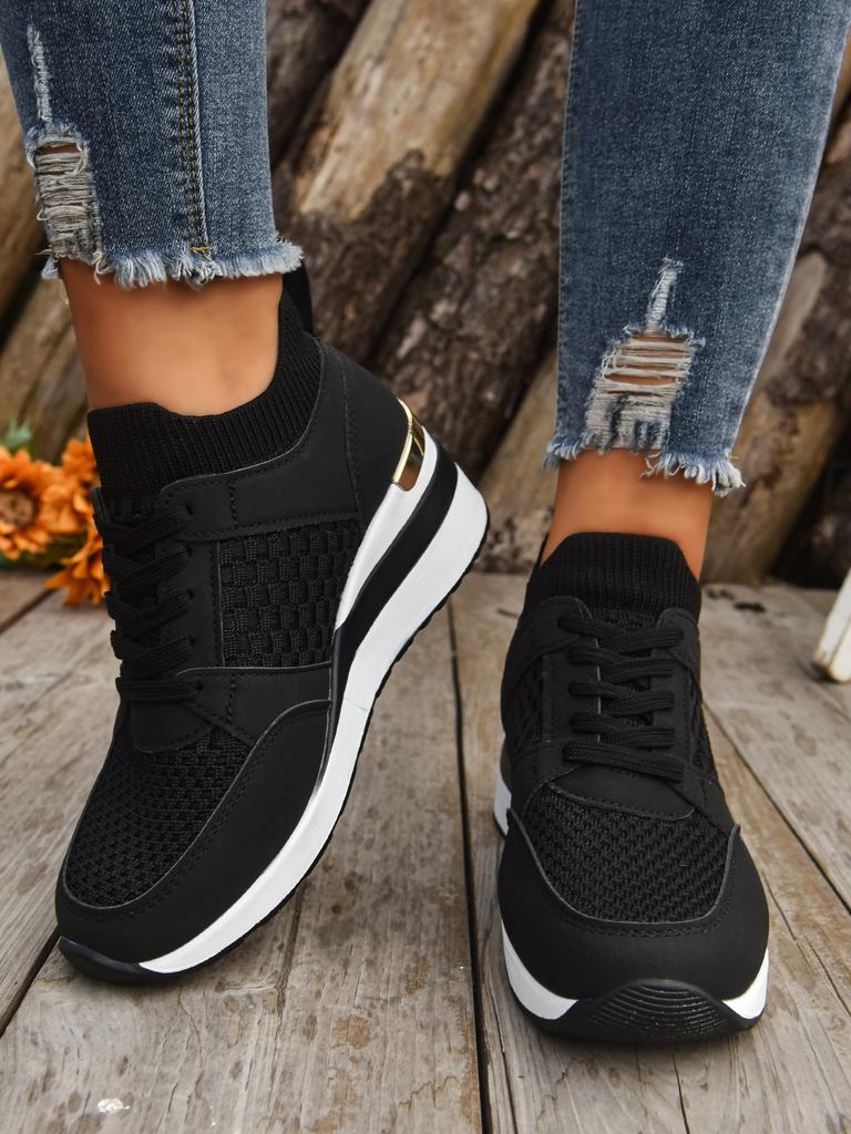 Women Mesh Breathable Casual Shoes Woman Lace-up Vulcanized Shoes Ladies Platform Sneakers Female Shoes Zapatos De Mujer