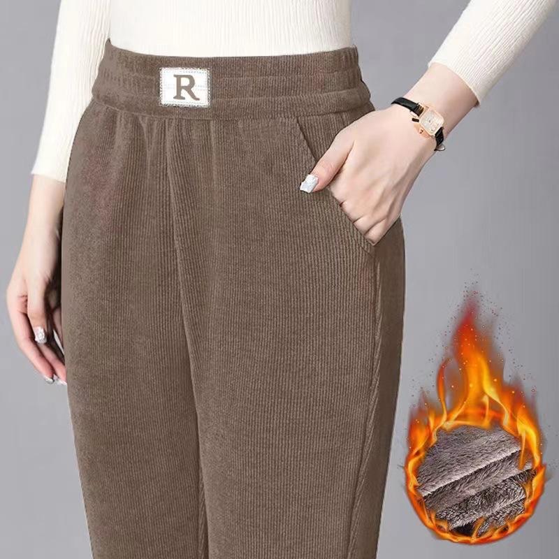 Thickened Chenille Pants Women's High Waist Casual Pants Plus Size Women's Pants Straight Pants Harem Pants Fleece-linedstraight Pants