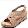 Women's Plus Size New European American Wedge Shoes Velcro Breathable Hollow Out Stitched