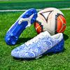 35-45 Men's Low-top Football Shoes Outdoor Long-nailed Blue &White Porcelain Sports Football Boots Large Size Youth Sports Children's Football Boot