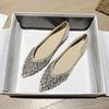 Plus Size 35-43 Women Rhinestone Ballet Shoes Summer Glitter Flats Ladies Dress Pointed Toe Loafers Ladies Soft Soled Moccasins