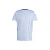 Solid Color Logo Print Crew Neck Short Sleeve T-Shirt Men Tops Blue IB9011
