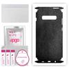apgo Protective Skin Sticker for the Back+sides Compatible with Samsung Galaxy S10 Plus, Full Wrap Film, Foil, Vinyl - Pattern Black Leather