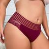 Large Size Women's Widened Belt Mid-high Waist Panties Sexy Lace Hollow Breathable Tummy-control Briefs Suitable for Fat Girls