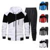 Men's Winter Colorblock Long Sleeve Zipper Hoodies Sweatshirt Trousers Suit