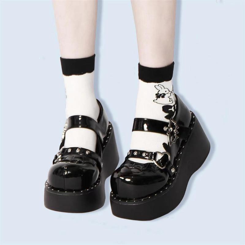 Women's Shoes Woman Spring Summer 2025 Lolita Mary Jane Platform Pumps On Heels Wedge Sandals Kawaii Cute Casual Cosplay Girls