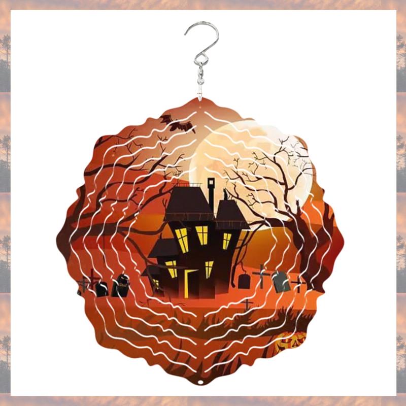 2025 Trend 4PCS Halloween Atmosphere Wind Power Thermal Transfer Wind Chime Turntable White Coated Double-Sided Printing