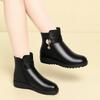 3.5cm Fashion Comfortable Flat Platform Snow Boots Fall Winter 2025 Thick Bottom Soft Leather Short Plush Ankle Boots Office Mom