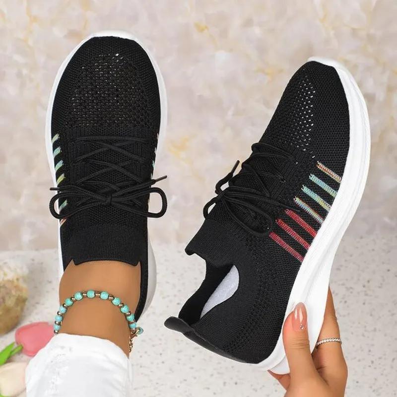 Women Tennis Shoes Breathable Mesh Height-increasing Slip-on Female Sock Footwear Outdoor Women Sneakers Thick Bottom Platforms