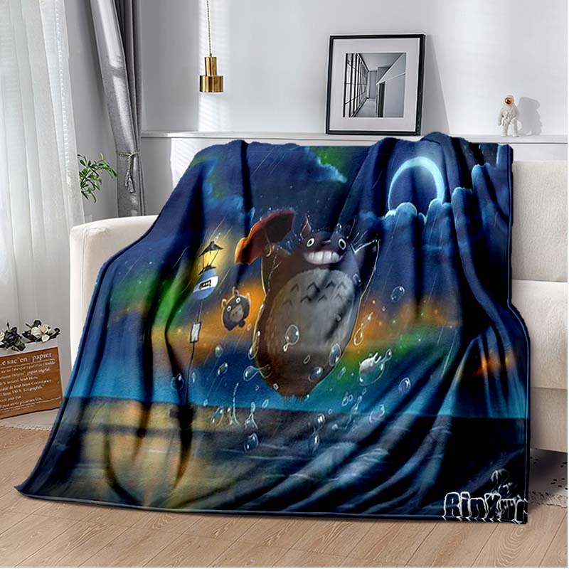 Throw Blanket Totoro Hayao Miyazaki Black Cat Throw Blanket Bedspread Sofa Soft Blanket  Adult/children Blanket Travel Camping
