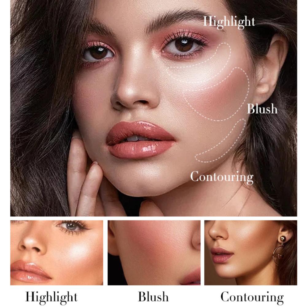 6 Colors Liquid Blush Long Lasting Natural Nude Makeup Blush Cream Lightweight Contouring Highlighter Waterproof Lip&Cheek&Eye Multifunctional Blush