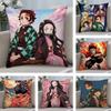Demon S-Slayer K-Kamado T-Tanjiro N-Nezuko Pillow Case Short Plush Sofa Decorative Gift Home Double-sided Printing Cushion