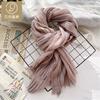 Morandi Color Spinning Autumn and Winter Wool Scarf Women's Literary and Retro Shawl Warm Scarf Striped Scarf