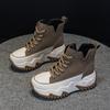 Leather Inner Height Increase Dad Shoes Women's Sports and Leisure Shoes Versatile Thick-soled Medium-top Women's Shoes