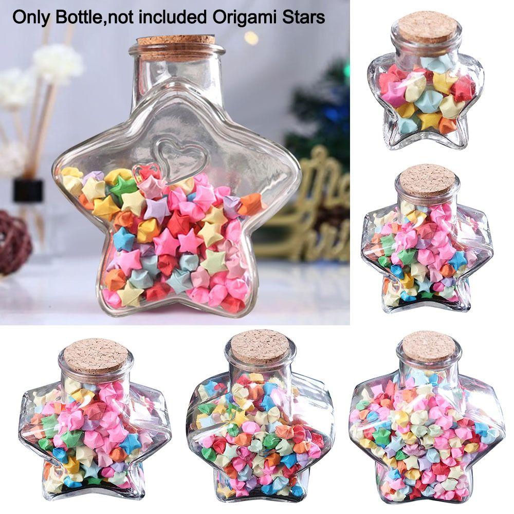 Craft Origami Stars Glass Bottle Stars Shape Glass Jars Creative Pentagram Storage Bottle Home
