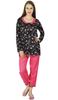 Women Chic Style Rayon Night Wear Pajama Set Full Sleeve Shirt with
