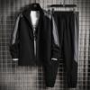 Spring and Autumn Fashion Men's Leisure Sports Set Trendy Breathable Work Wear Jacket Coat Trousers