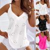 Women's V-Neck Heart Vest Tank Tops Ladies Summer Sleeveless Cami T-Shirt Blouse