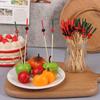 100Pcs 12Cm Bamboo Toothpicks Pick Buffet Cupcake Fruit Fork Party Dessert Salad Stick Cocktail Skewer For Wedding Party Decor