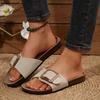 Fashion Women's Shoes Open Toe Women's Slippers New Belt Buckle Daily Slippers Women Summer Solid Plus Size Flat Slippers