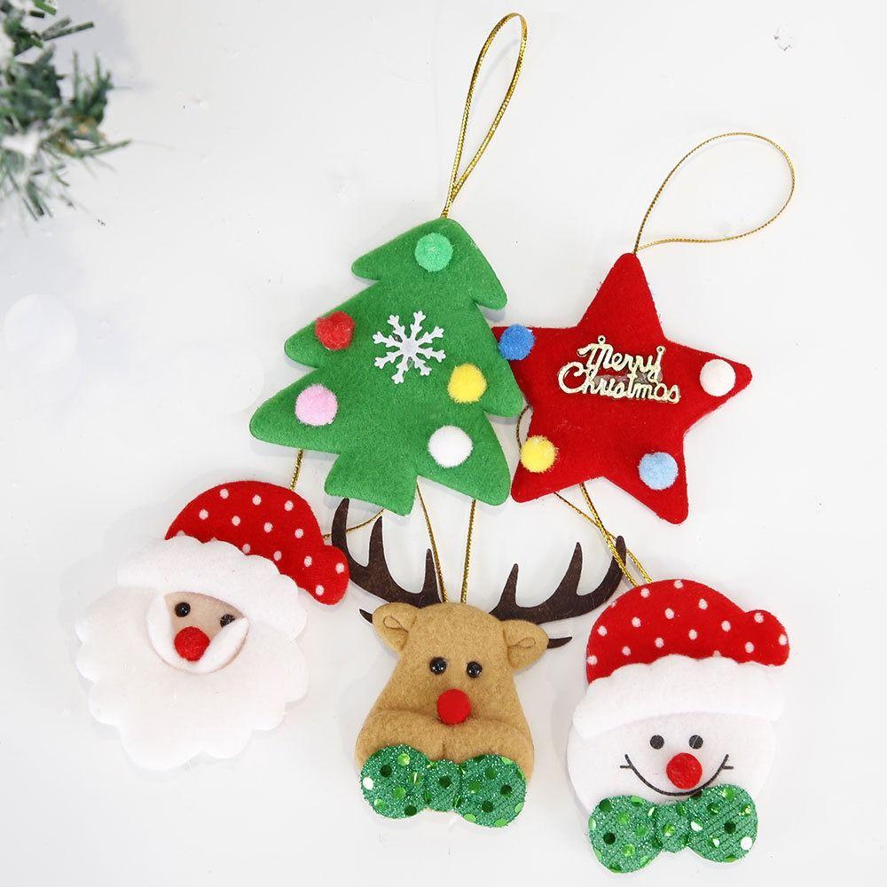 15pcs Cartoon Christmas Elk Snowman Pendant Indoor Outdoor Ornaments