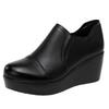 Fashion Wedges Women Shoes Autumn Winter Slip-On High Heels Round Toe Genuine Leather Casual Ladies Platform Shoes Woman Boots