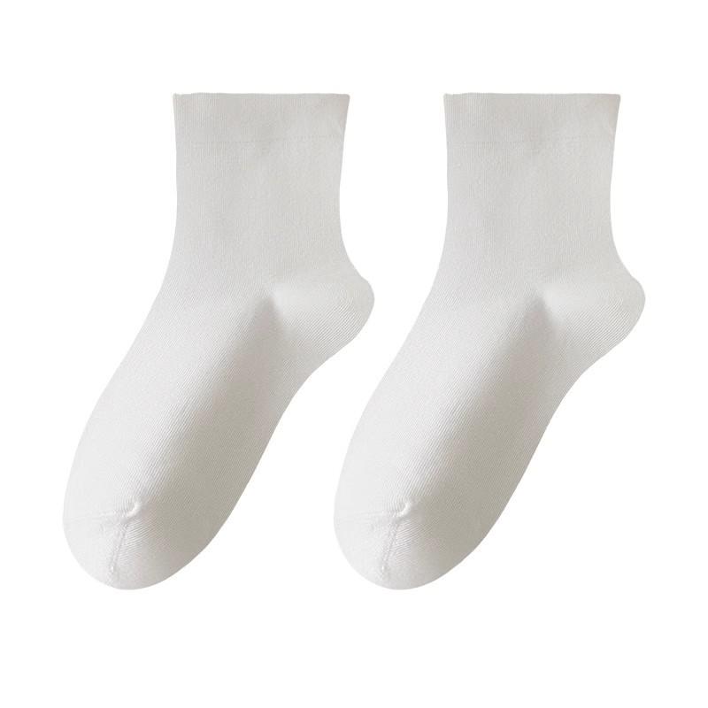 Women's Pure Cotton Macaron Socks - Soft, Mid-Calf, Loose-Fit for Maternity, Solid Colors, Perfect for Autumn and Spring.