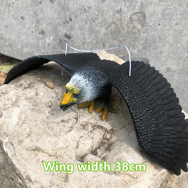 1 Piece Outdoor Eagle Figurine Hanging Bird Deterrent Plastic Eagle Ornament Vivid Flying Bird Hawk Decoy Garden Scarecrow