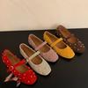 Solid Color Rivet Niche Mary Jane Shoes Women's 2025 Spring New Woolen Round Head Ballet Flat-soled Retro Single Shoes