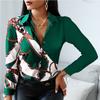 Print Long Sleeve Women Shirt Tops Fashion Casual Office Button Up Shirt Turn Down Collar Leopard Women Blouse Casual 18972