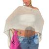 Women Cloak Shawl Mesh Wrap with Asymmetrical Hem Lightweight Summer Pullover Sweater Travel Wrap-around Clothing