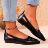 Women's Shoes 2024 Fashionable Pointed Toe Shallow Mouth Solid Color Low Heel Hollow Breathable Slip-on Women's Flat Shoes