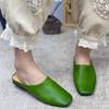 Fashion GKTINOO 2025 Summer New Genuine Leather Soft Sole Flat Slippers Retro Solid Color Versatile Women's Shoes Outside Slides