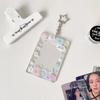 Korean Transparent Glitter Card Holder - Starry Design for Small Cards & 3-Inch Polaroids
